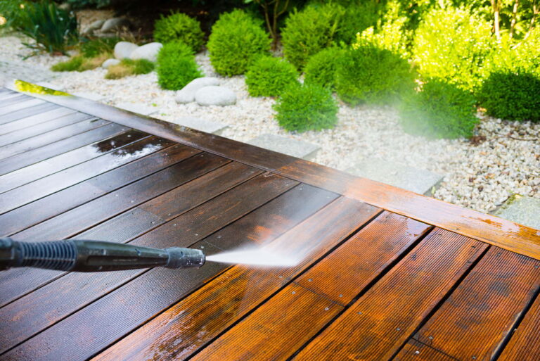 Pressure washing deck - Yard & Stone Landscaping - Northumberland