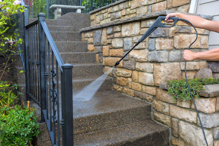 Stairs Pressure Washing - Yard & Stone Landscaping - Northumberland